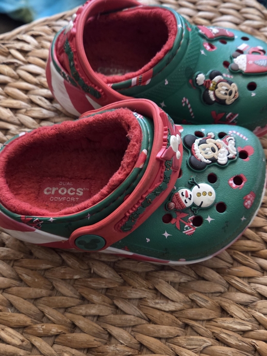 CROCS Other - Crocs Classic Lined Clogs in Green & Red - Holiday Mickey